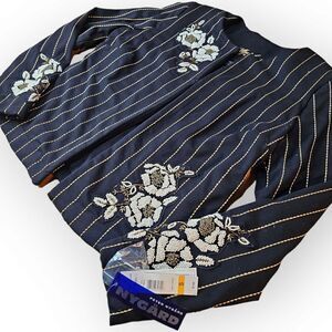 Peter Nygard NWT Black Blazer Jacket Beaded Floral Small 6-8 ✨🖤